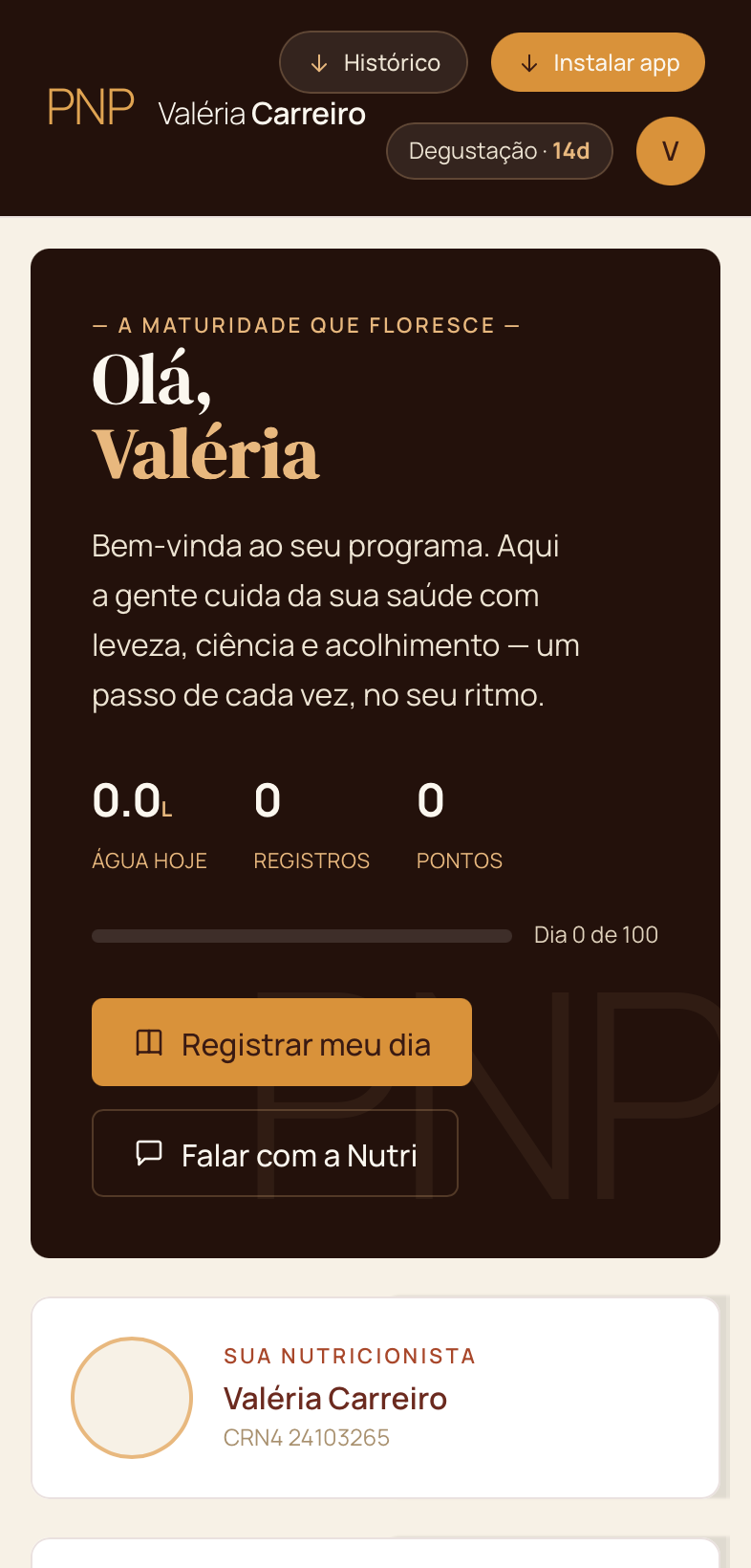 Tela inicial do PNP